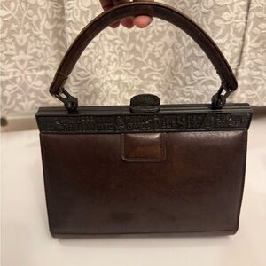 Elegant Vintage Japanese Brown Leather Handbag